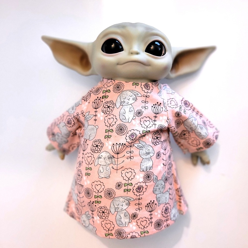 Cute Bunnies Outfit for 11" Grogu Baby Yoda Mattel Grogu plush Dolls Pink Spring - Picture 4 of 8